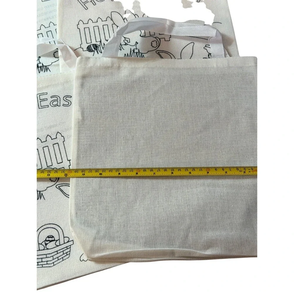 NWT Color Me Tote Bag 4Pcs Cream Canvas Personalize Craft Coloring Activity Kids